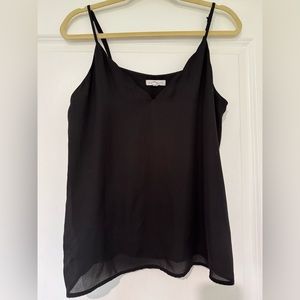 Black, Scalloped V-Neck, Camisole Socialite Blouse